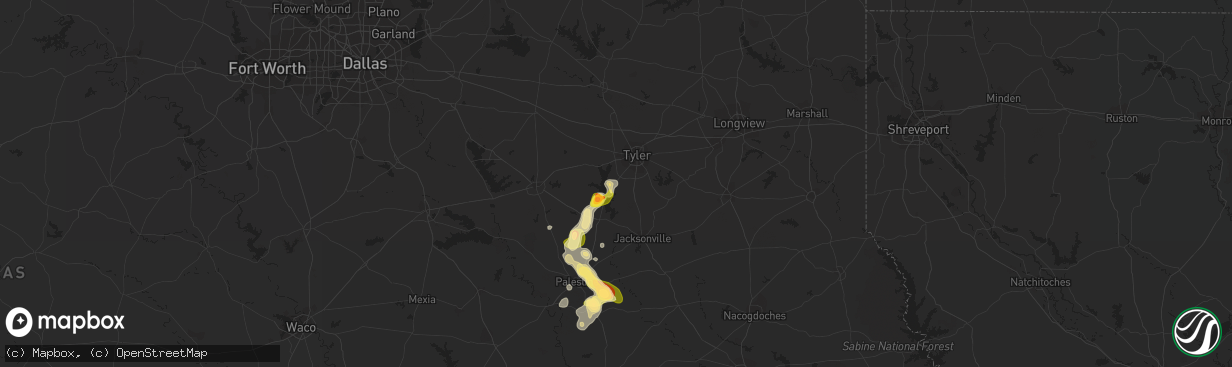 Hail map in Flint, TX on January 30, 2011