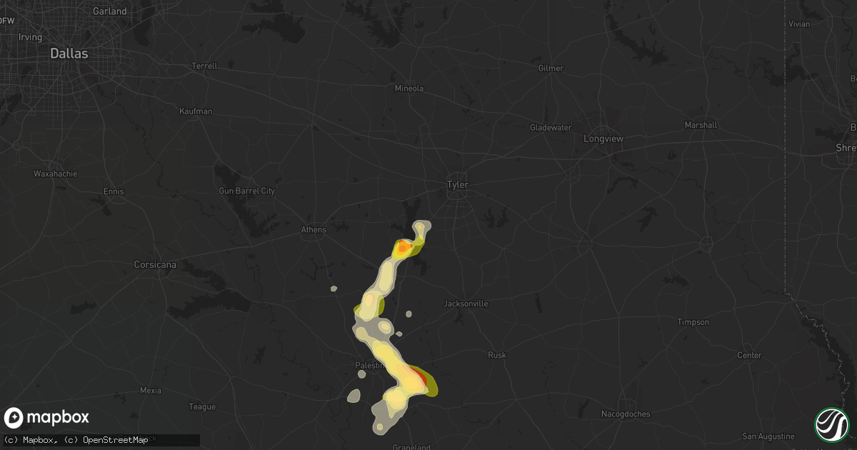 Hail map in Flint, TX on January 30, 2011