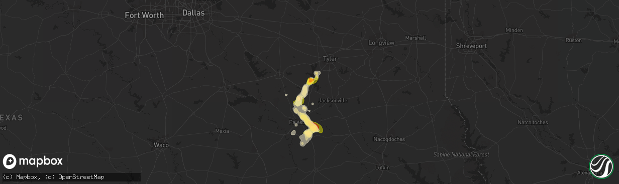 Hail map in Frankston, TX on January 30, 2011