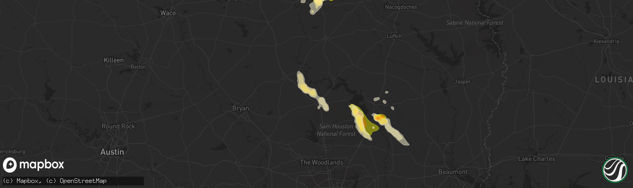 Hail map in Huntsville, TX on January 30, 2011