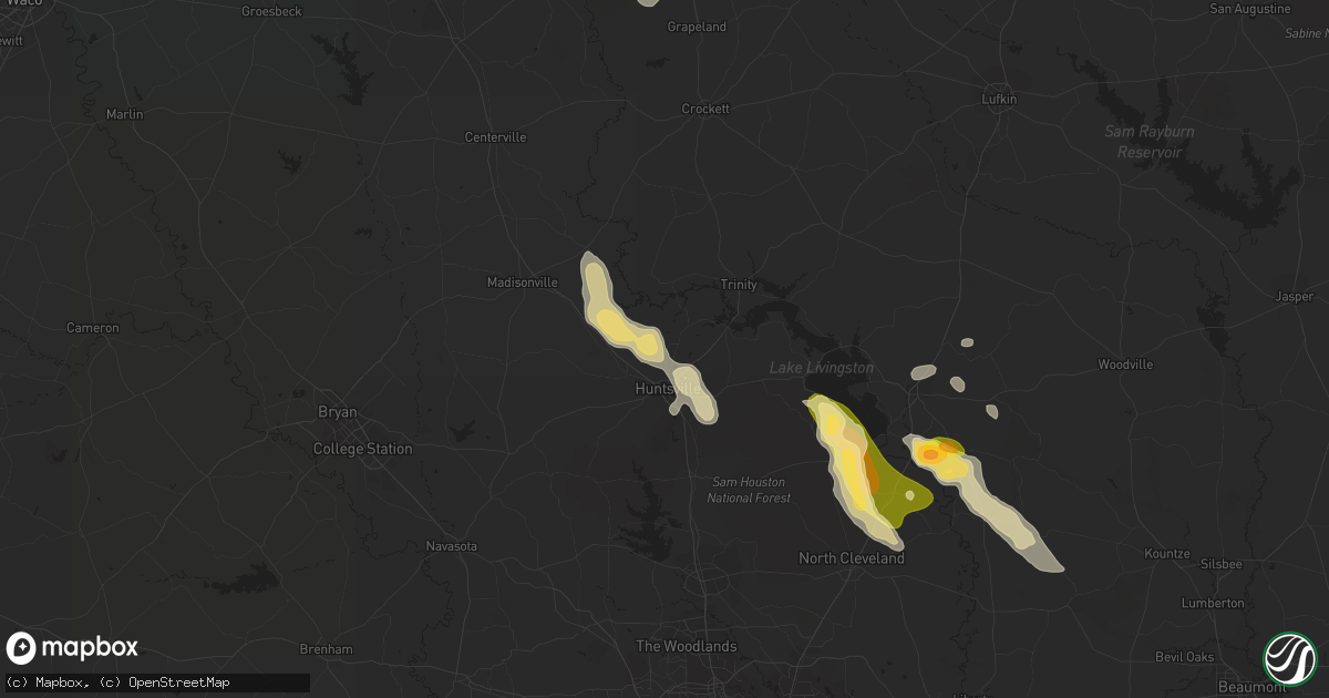 Hail map in Huntsville, TX on January 30, 2011