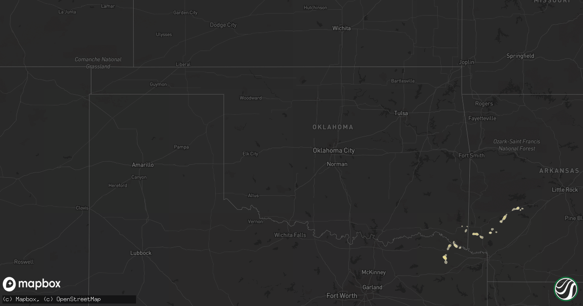 Hail map in Oklahoma on January 30, 2011