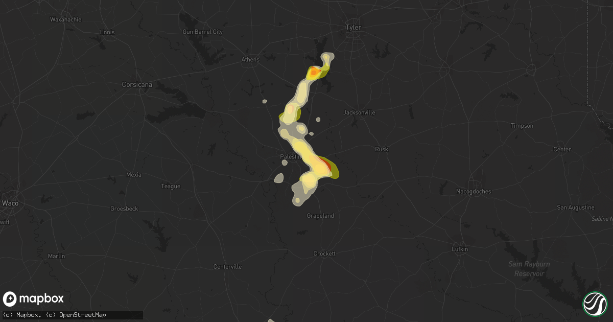 Hail map in Palestine, TX on January 30, 2011