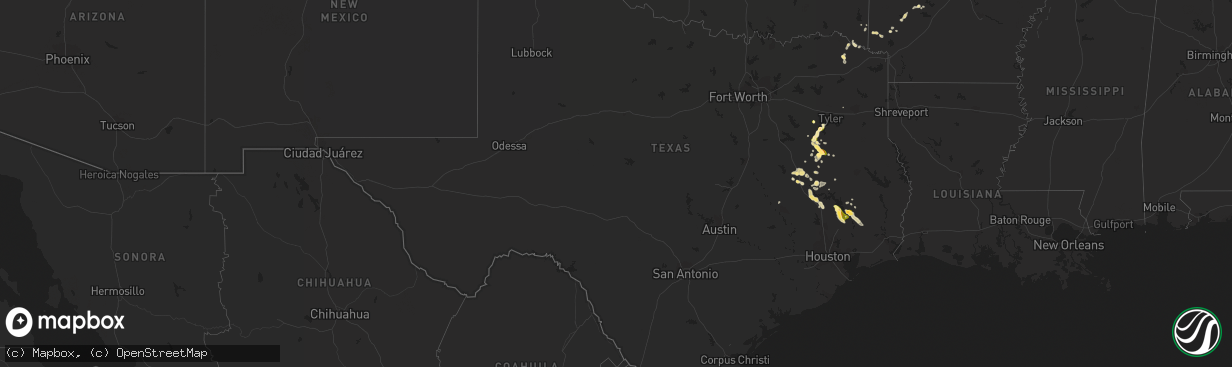 Hail map in Texas on January 30, 2011