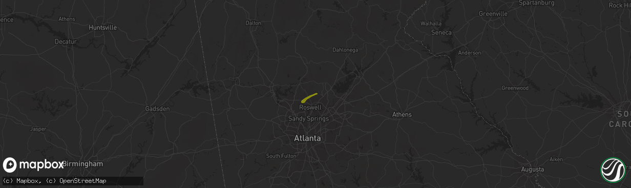Hail map in Alpharetta, GA on January 30, 2013