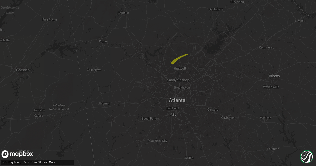 Hail map in Marietta, GA on January 30, 2013