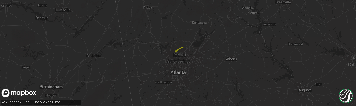 Hail map in Roswell, GA on January 30, 2013