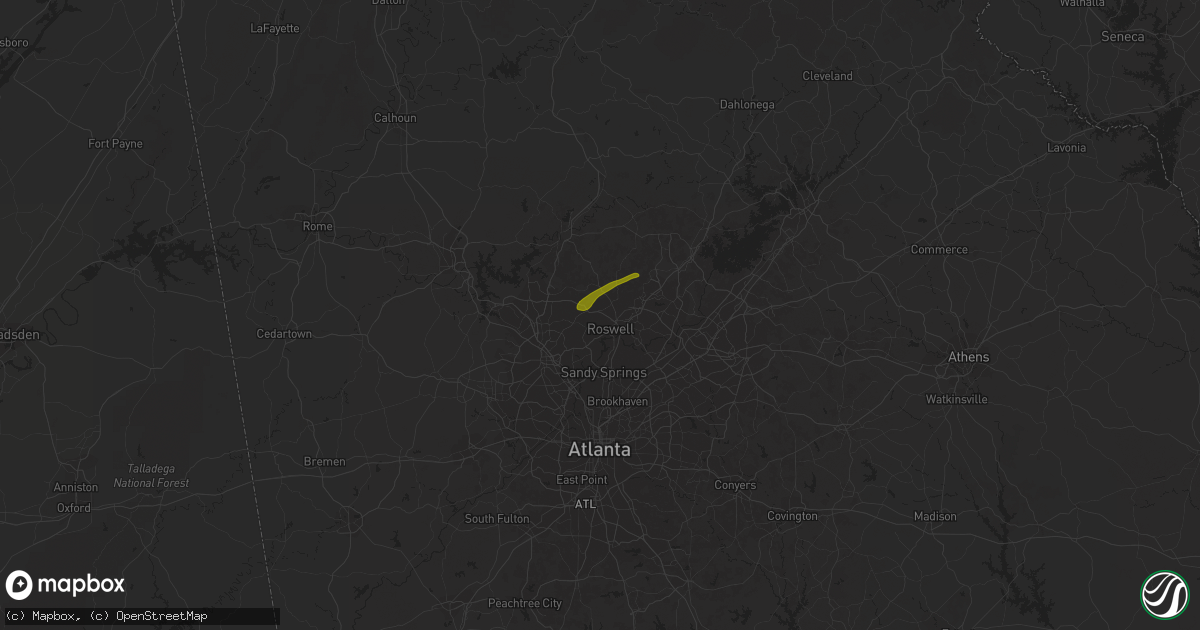 Hail map in Roswell, GA on January 30, 2013