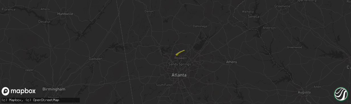 Hail map in Woodstock, GA on January 30, 2013
