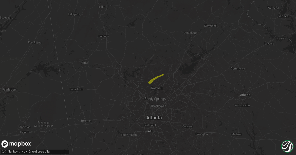 Hail map in Woodstock, GA on January 30, 2013