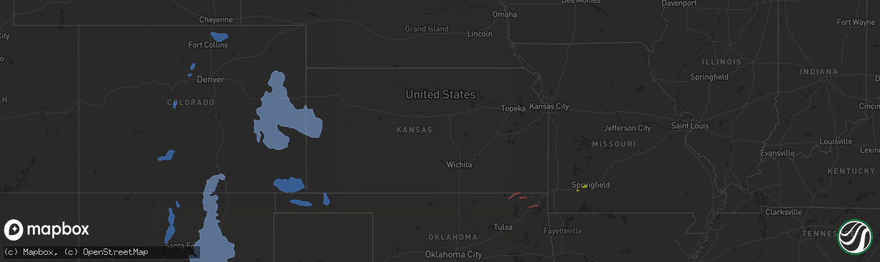 Hail map in Kansas on January 30, 2021