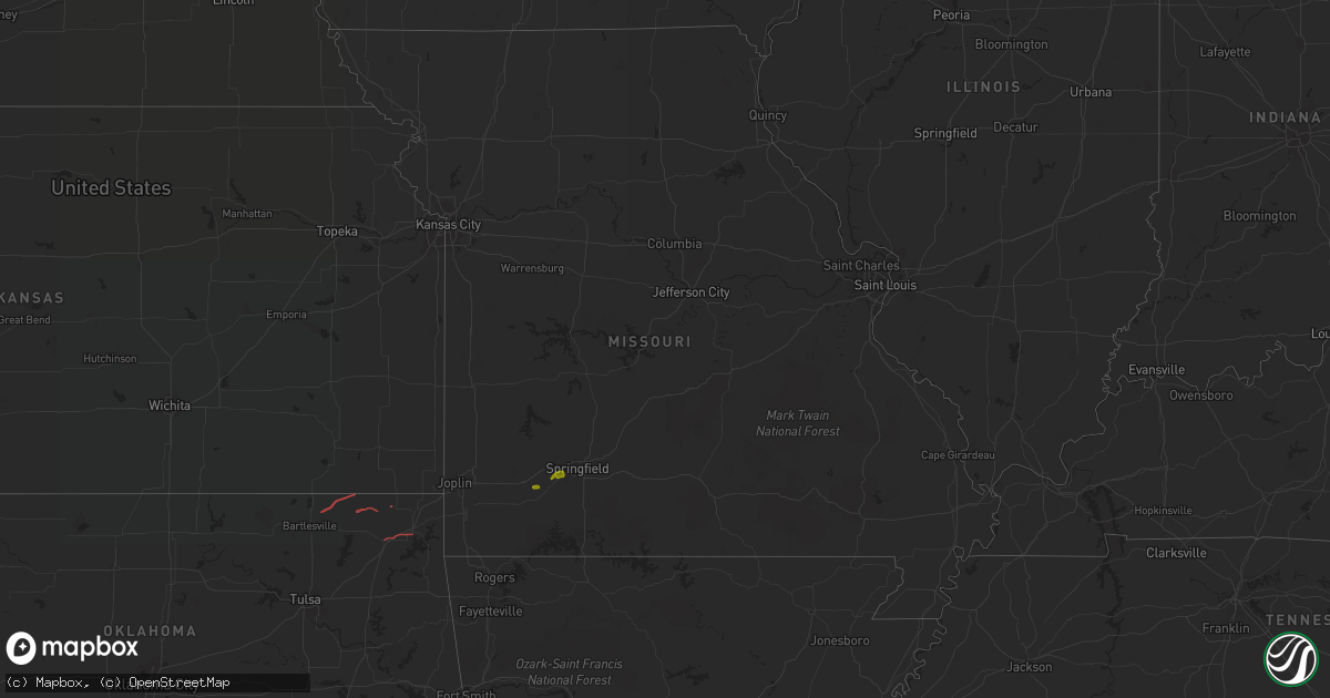 Hail map in Missouri on January 30, 2021