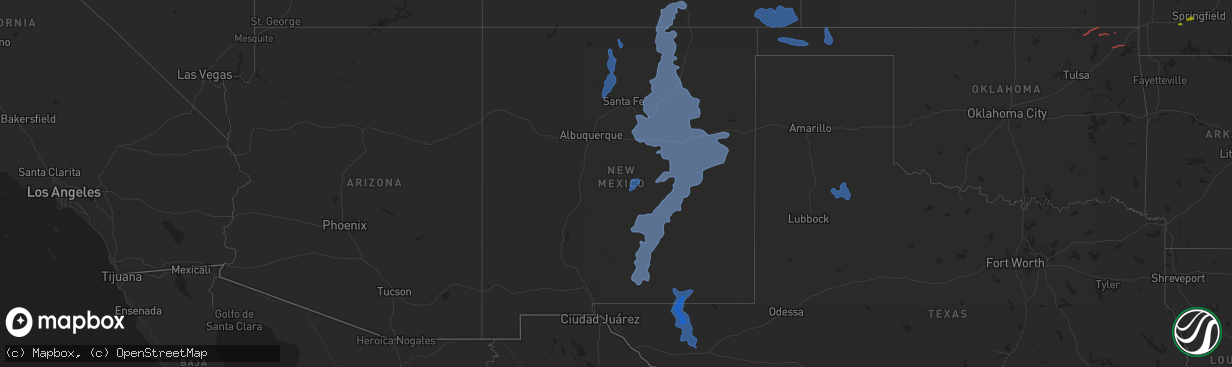 Hail map in New Mexico on January 30, 2021