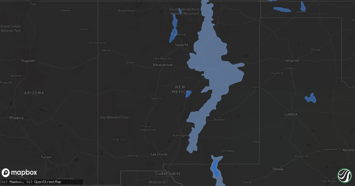 Hail map in New Mexico on January 30, 2021