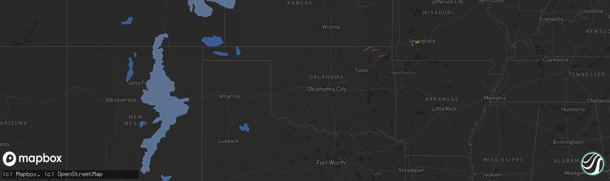 Hail map in Oklahoma on January 30, 2021