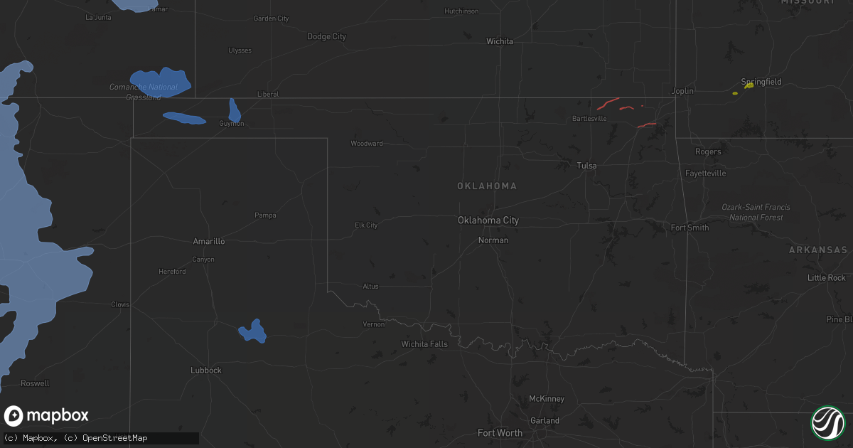 Hail map in Oklahoma on January 30, 2021