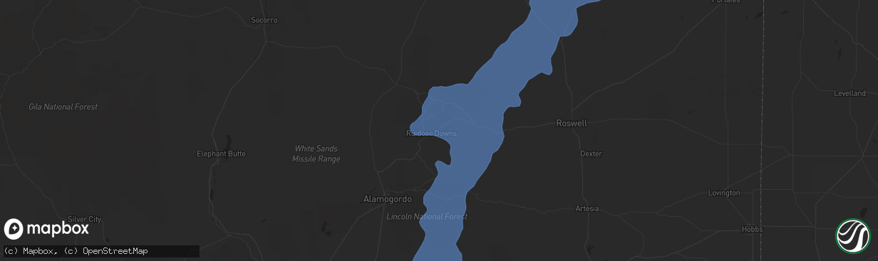 Hail map in Ruidoso Downs, NM on January 30, 2021