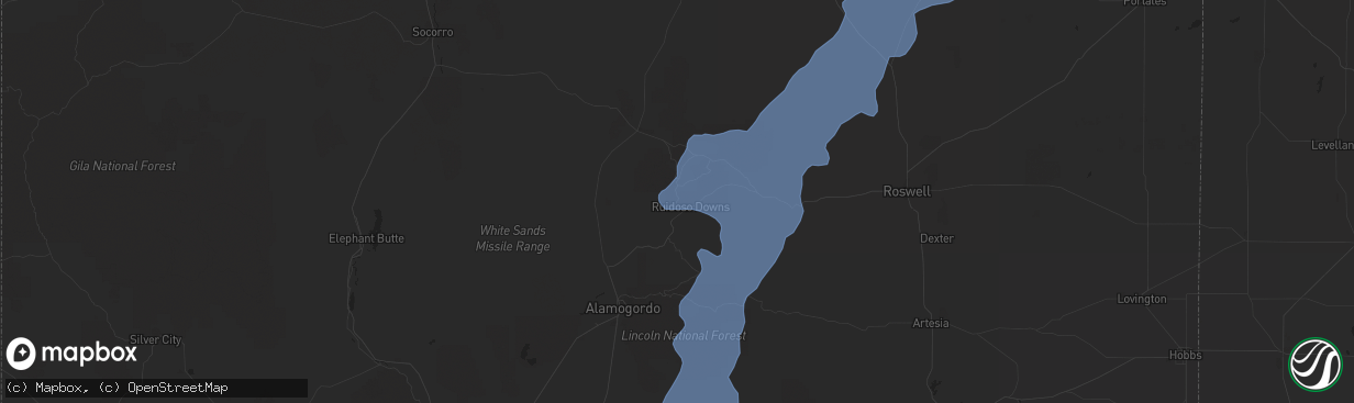 Hail map in Ruidoso, NM on January 30, 2021