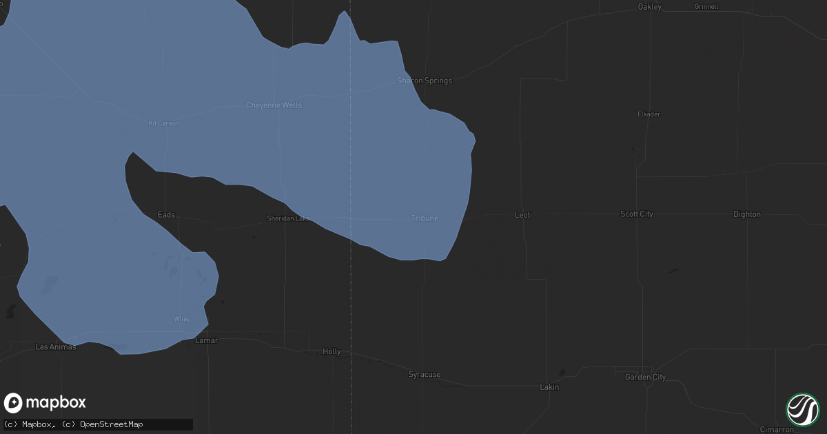 Hail map in Tribune, KS on January 30, 2021