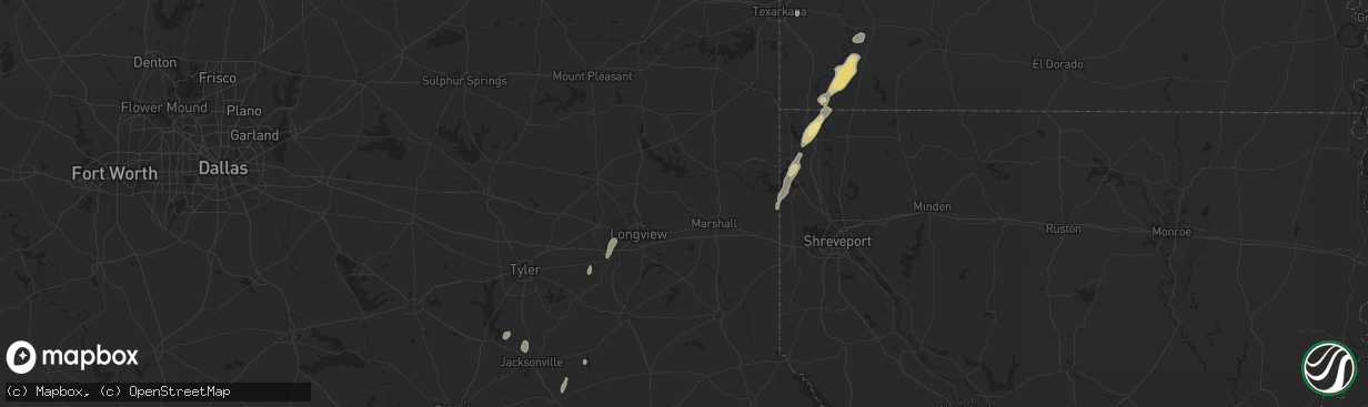 Hail map in Texarkana, AR on January 31, 2011