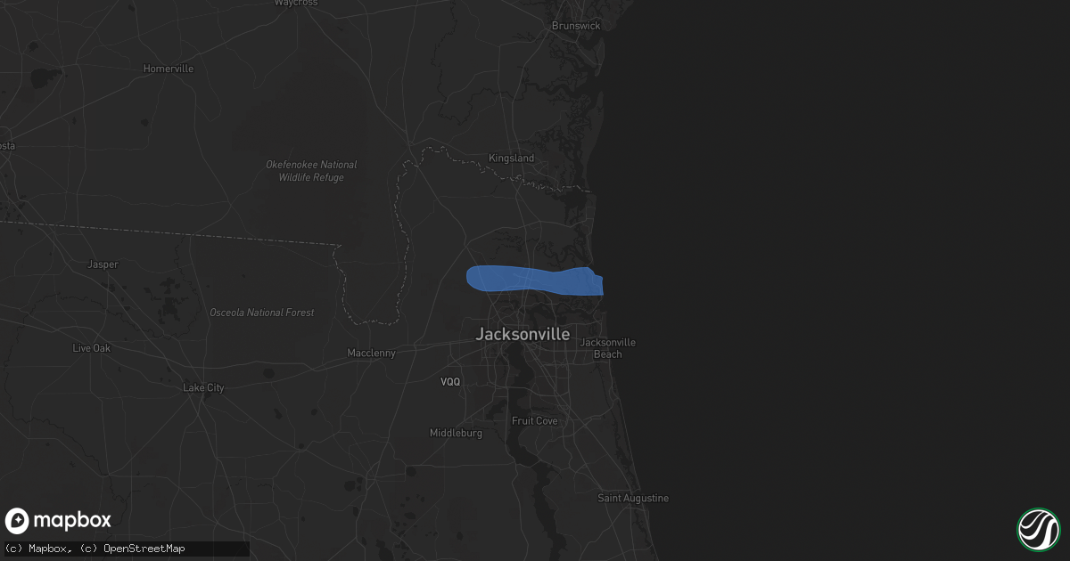 Hail map in Jacksonville, FL on January 31, 2021