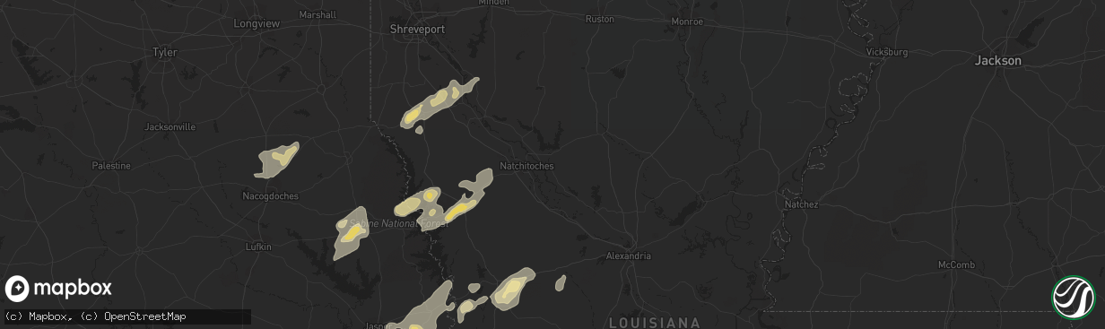 Hail map in Zwolle, LA on February 1, 2011