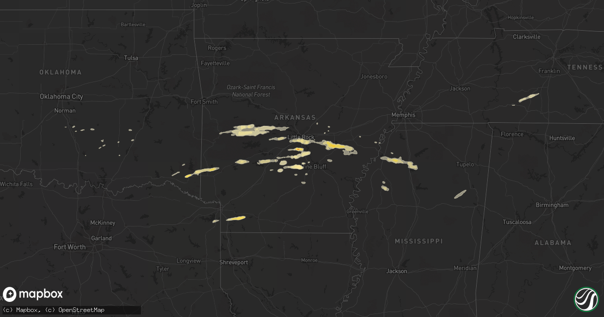 Hail map in Tennessee on February 1, 2012