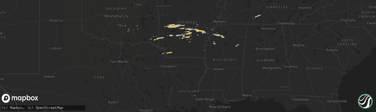 Hail map on February 1, 2012