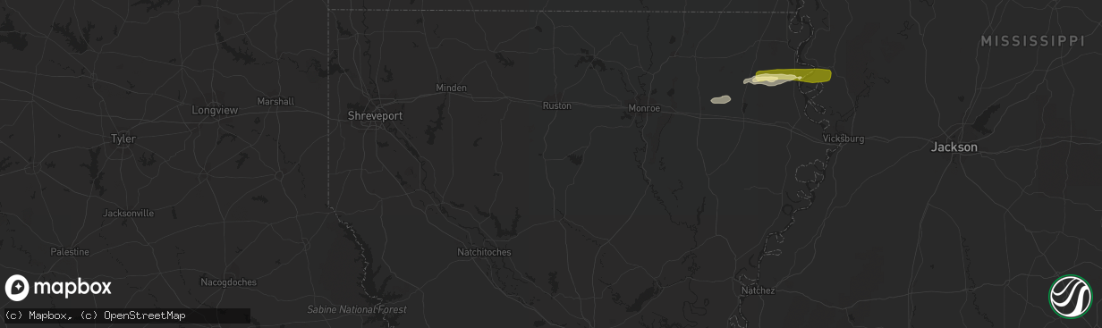 Hail map in Jonesboro, LA on February 1, 2015