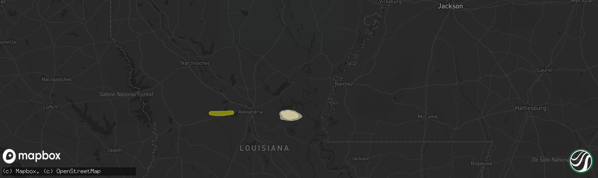 Hail map in Jonesville, LA on February 1, 2015