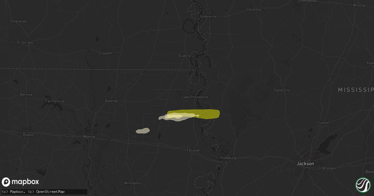 Hail map in Lake Providence, LA on February 1, 2015