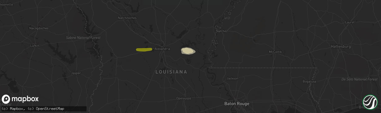 Hail map in Marksville, LA on February 1, 2015