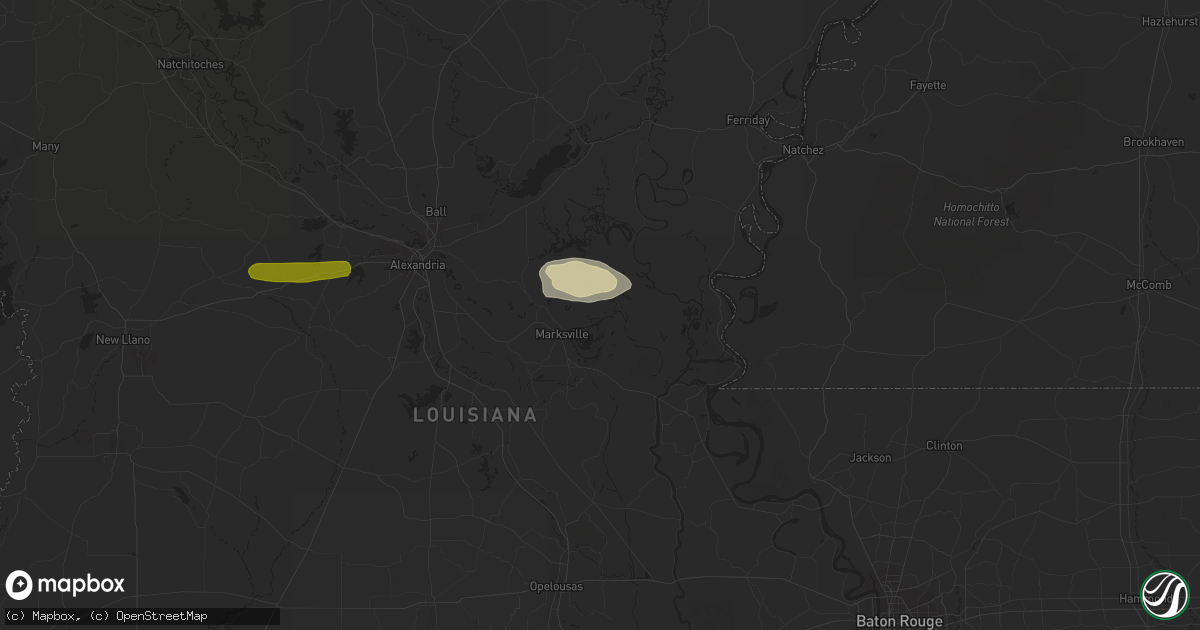 Hail map in Marksville, LA on February 1, 2015
