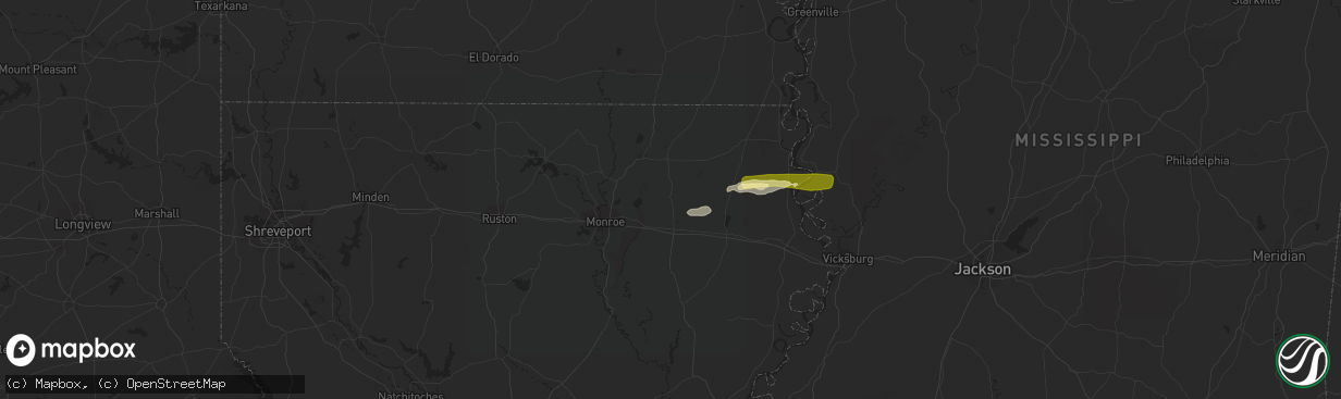 Hail map in Oak Ridge, LA on February 1, 2015