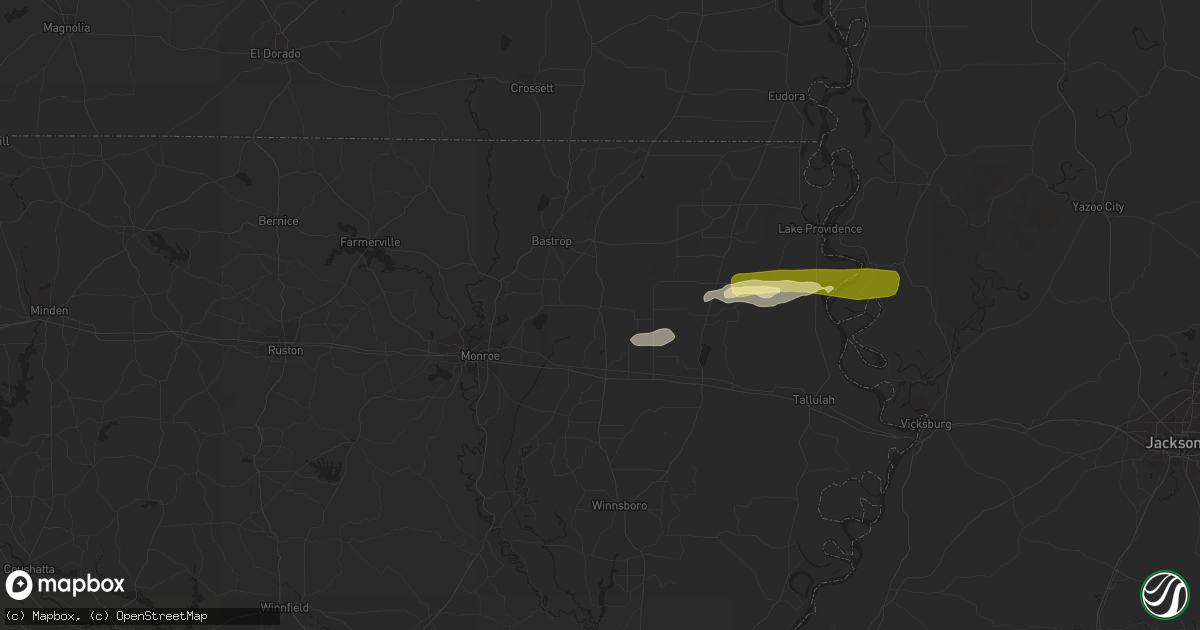 Hail map in Oak Ridge, LA on February 1, 2015