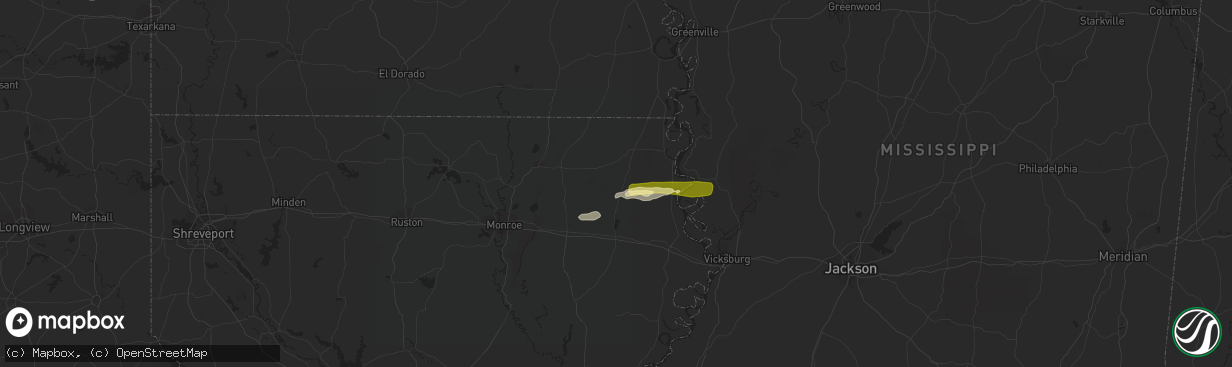 Hail map in Pioneer, LA on February 1, 2015