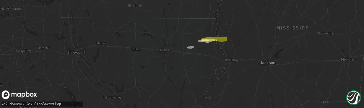 Hail map in Rayville, LA on February 1, 2015