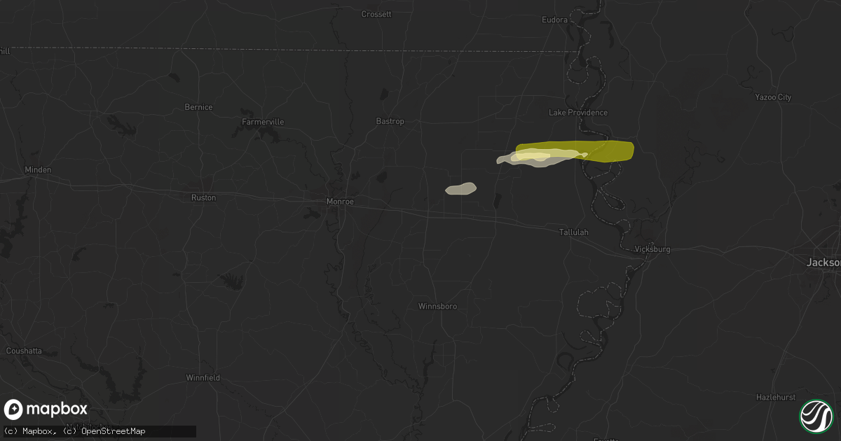 Hail map in Rayville, LA on February 1, 2015