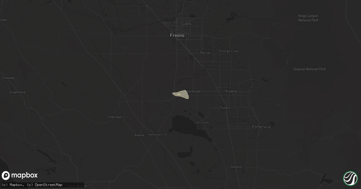Hail map in Armona, CA on February 1, 2024