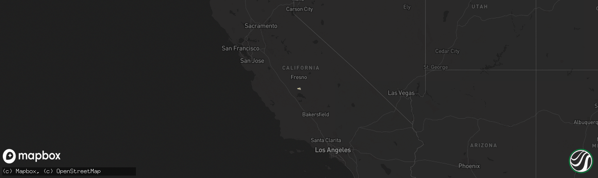Hail map in California on February 1, 2024