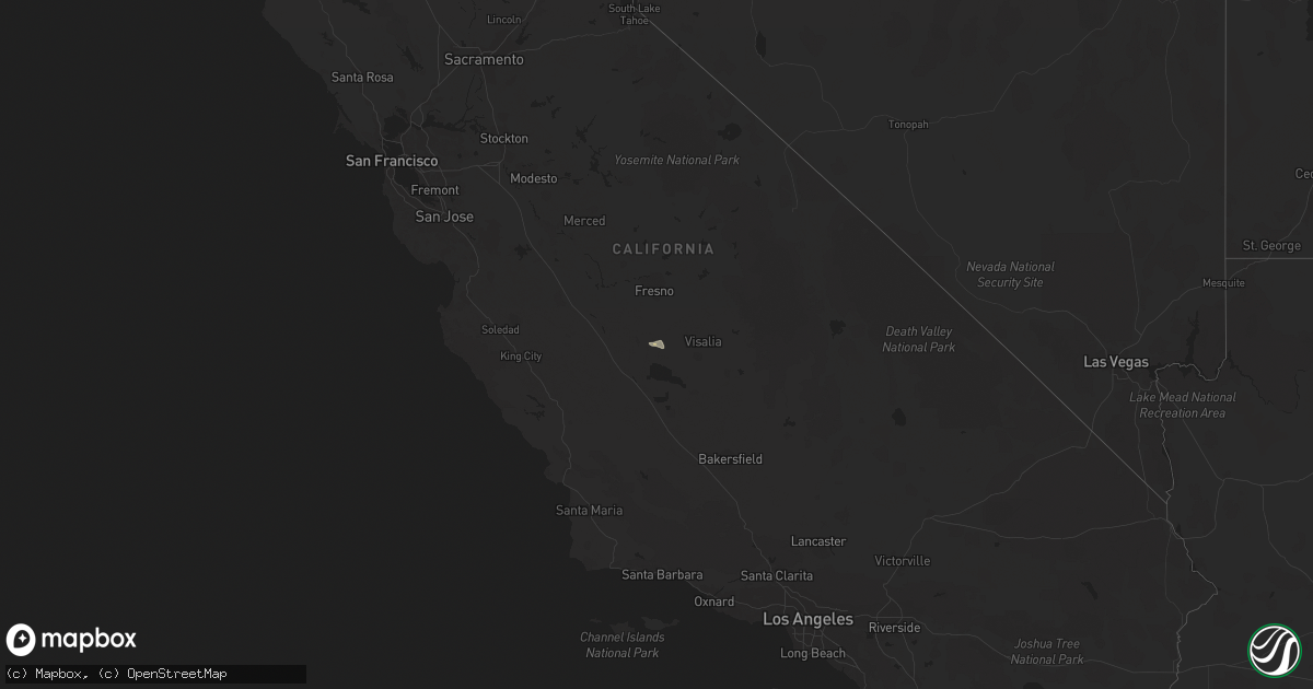 Hail map in California on February 1, 2024