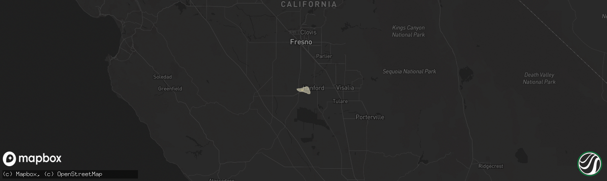 Hail map in Lemoore, CA on February 1, 2024