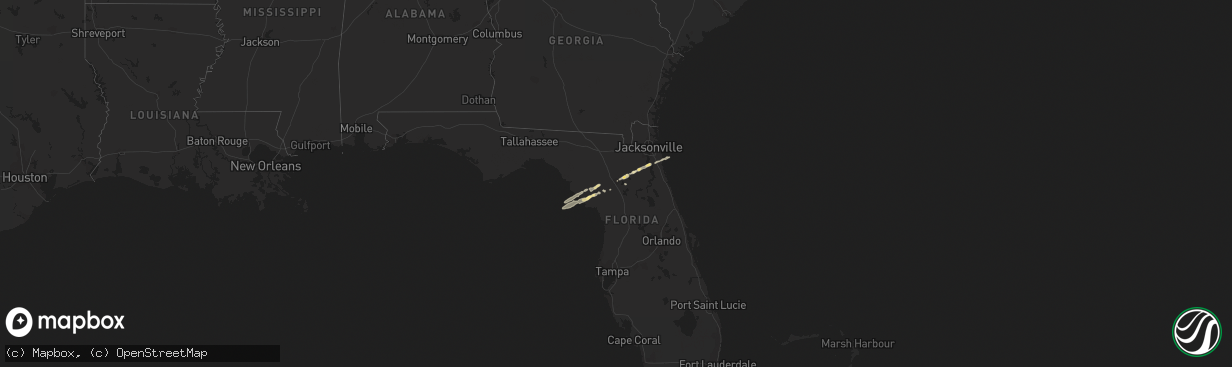 Hail map in Florida on February 2, 2011