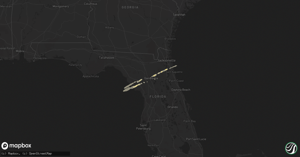 Hail map in Florida on February 2, 2011