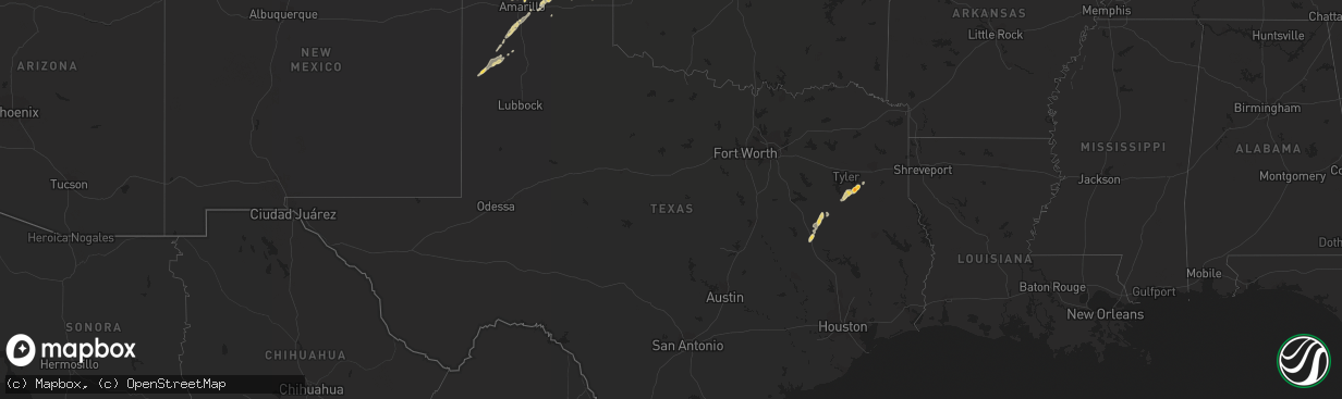 Hail map on February 2, 2012