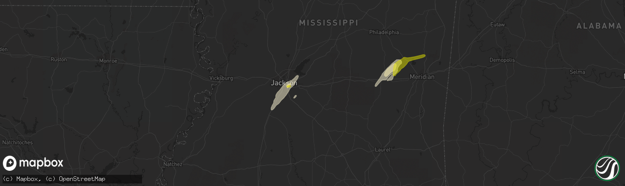 Hail map in Brandon, MS on February 2, 2016