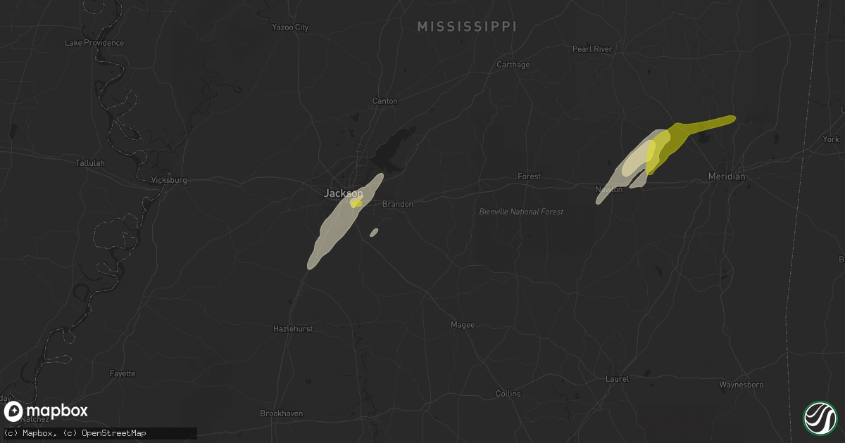 Hail map in Brandon, MS on February 2, 2016