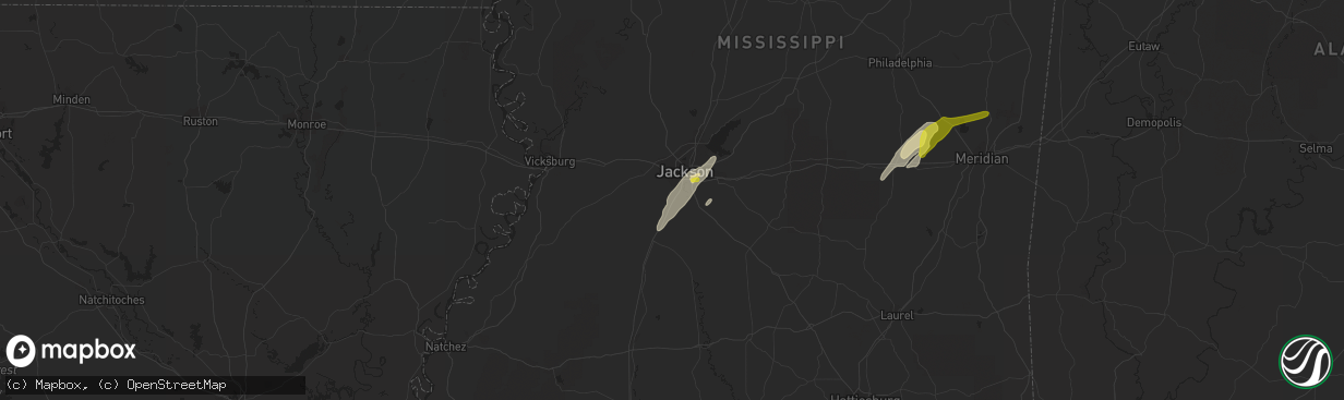 Hail map in Byram, MS on February 2, 2016