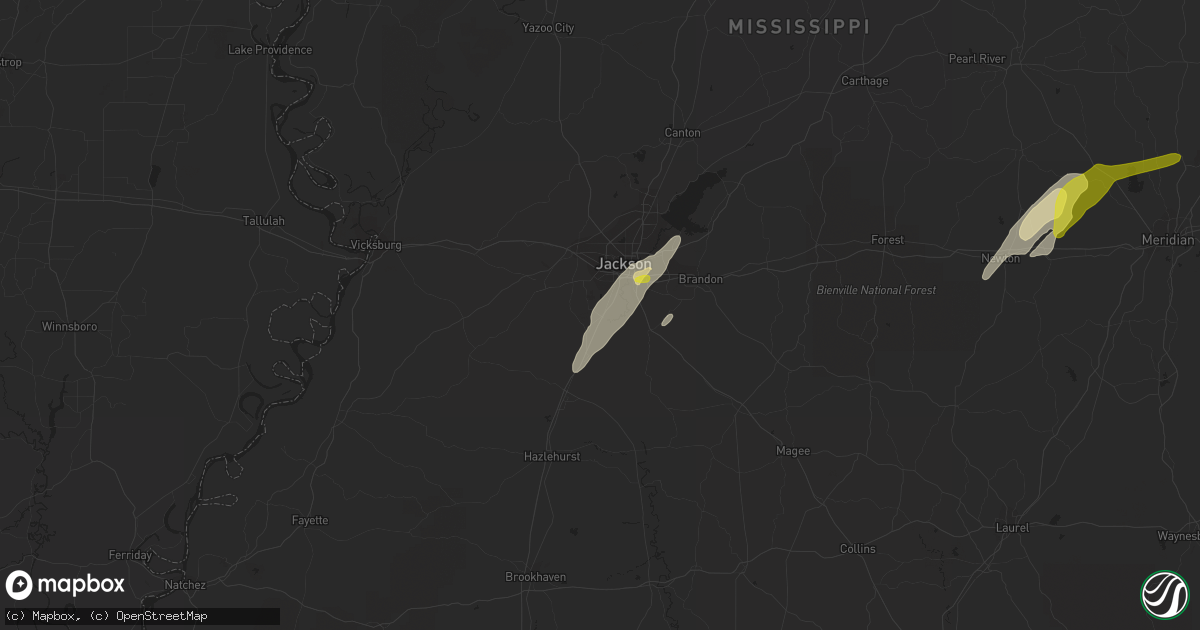 Hail map in Byram, MS on February 2, 2016