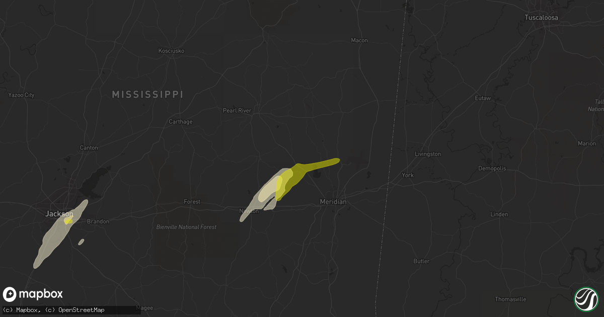 Hail map in Collinsville, MS on February 2, 2016